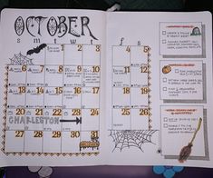 an open halloween calendar on a table