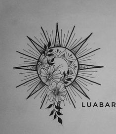 a black and white photo of the logo for lubaarii, with flowers on it