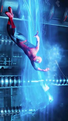 the amazing spider - man is flying through the air