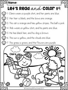 a printable worksheet for reading and writing the words let's read and color