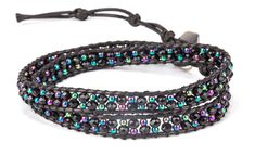 PRICES MAY VARY. 🌟 Stylishly Handmade: Elevate your fashion with this meticulously handcrafted 2-wrap bracelet featuring black waxed-cotton cord interwoven with black thread. ✨ Unique Bead Accents: Adorned with black glass faceted beads and rainbow metallic round beads, this bracelet adds a touch of elegance and sparkle to your outfit. 🎁 Versatile Wear: Wear it as a wrap-around bracelet that comfortably encircles your wrist twice, or style it as a chic choker or a trendy boot accessory for a v Beaded Macrame, 90s Jewelry, Bracelets Black, Cotton Bracelet, Trendy Boots, Loom Pattern, Chic Bracelet, Beads Bracelet Design, Wrap Bracelets