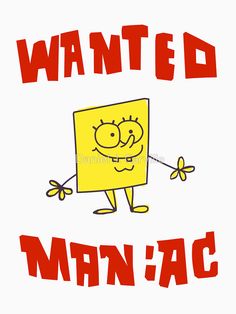 a yellow square with the words wanted written in red on it and an image of a smiling cartoon character holding a flower