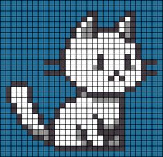 a pixellated image of a cat on a blue background