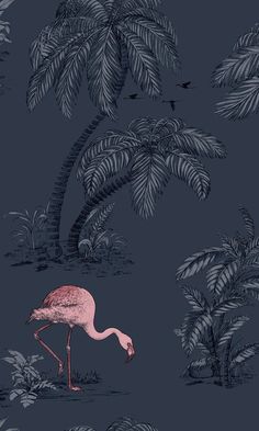 sample tropical leaves midnight blue and pink flamingo wallpaper by walls republic 1 Grey Glitter Wallpaper, Grey And Cream Wallpaper, Pink Flamingo Wallpaper, Cath Kidston Wallpaper, Gold Metallic Wallpaper, Bronze Wallpaper, Flamingo Wallpaper, Navy Wallpaper, Teal Wallpaper