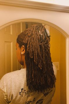 Hairstyles For Sisterlocks, Neck Length Locs, Micro Locs Vs Sister Locs, Small Locs Black Women, Sister Locs, Loc Journey, Dread Hairstyles