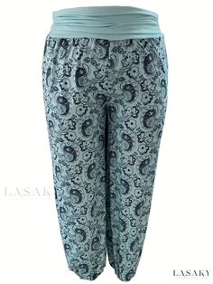 Lasaky - Premium Plus Size Bohemian Pants for Women - Paisley Print, High Rise, Medium Stretch, Loose Fit Summer Paisley Print Loungewear Pants, Plus Size Bohemian, Bohemian Pants, Style Boho, Paisley Print, Types Of Printing, Boho Fashion, Paisley, Loose Fitting