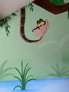 Muurschildering Jungle Book Book Painting Easy, Jungle Book Painting, Wall Painting Ideas For Kids, Disney Paintings Easy, Painting Ideas For Kids, Wall Painting Ideas, Book Painting, Paintings Easy