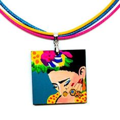 Frida Kahlo-inspired Necklace - Pendant - 100% Hand Painted Frida jewelry. Made from scratch. Original artwork. No prints. We put our heart and soul into making something really special for our shop at Fridamaniacs. We wanted to create something very unique. Something you won't find everywhere else on Etsy or other places. Every single piece is unique in the whole universe!!! This gorgeous hand painted Frida Kahlo pendant is a beautiful mini masterpiece. Original Artwork. We created it using hig Adjustable Multicolor Enamel Necklace, Adjustable Multicolor Hand Painted Necklace, Multicolor Jewelry With Large Pendant, Artistic Hand Painted Turquoise Jewelry, Multicolor Artistic Necklace For Gifts, Artistic Hand-painted Turquoise Jewelry, Colorful Artsy Necklace For Gifts, Colorful Artsy Necklace For Gift, Multicolor Artistic Design Necklace For Gift