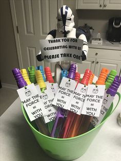 star wars birthday party favors in a bucket