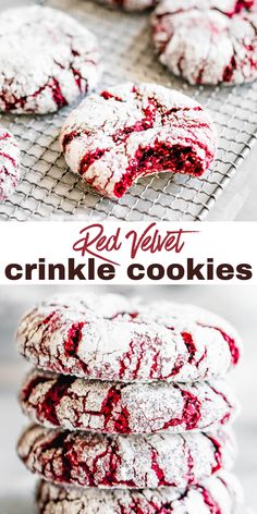 Snowy white on the outside and beautifully red on the inside, these Red Velvet Crinkle Cookies look like a million bucks! They taste like it, too, thanks to the light chocolatey flavor and classic crinkle cookie texture.