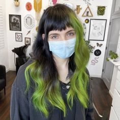 Block Dyed Hair, Purple Hair Highlights, Color Block Hair, Slime Time, Alternative Hair, Hair Color And Cut, Hair Inspiration Color