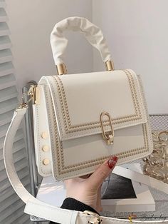 BirdinBag - Compact Embroidered Top Handle Satchel - Elegant and Trendy Trendy Purses, Tas Bahu, Bridal Handbags, Stylish Purse, Pointe Shoes