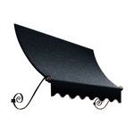 a black awning with an iron rod