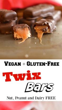 vegan and gluten - free twin bars with peanut butter on the top