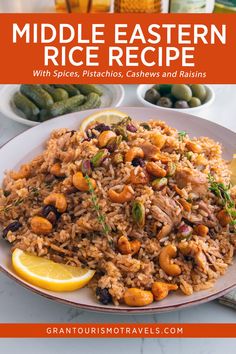 the middle eastern rice recipe with spices, pistachios, cashews and raisins