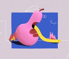 an illustration of a pink monster with its mouth open