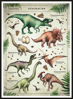 an image of dinosaurs and other animals in the wild, with text that reads dinosaures