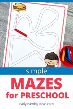 an image of mazes for preschool with the text, simple mazes for preschool