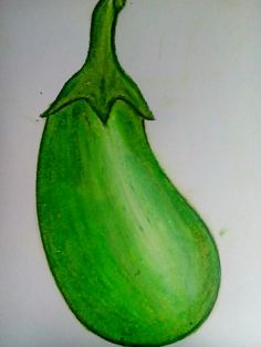 a drawing of a green cucumber on a white surface