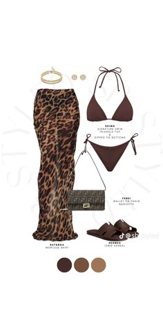 Leopard Print Swimsuit Outfit, Beach Clothes Vacation Outfit Ideas, Zante Outfits, Miami Day Outfits, Vacay Fits, Holiday Fits