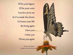 a butterfly sitting on top of a flower with a poem written in the bottom right corner