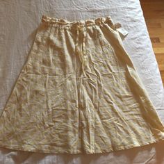 55% Linen,45% Rayon Perfect For Summer Days. Has Drawstring At Waist. Nwts Skirts White, Hm Skirt, Striped Skirt, Stripe Skirt, Yellow Stripes, White Skirts, Summer Days, Yellow White, H&m