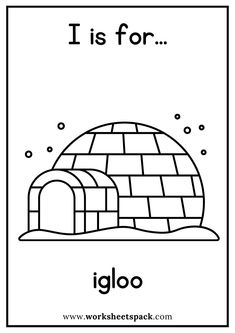 an igloo coloring page with the words it is for in black and white