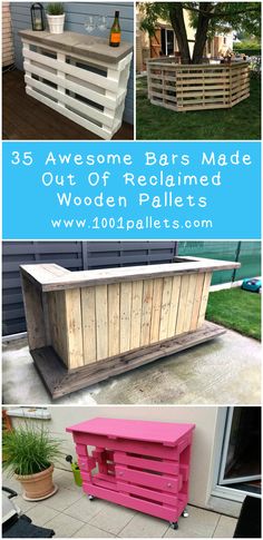 some wooden pallets are stacked on top of each other with the words 35 awesome diy made out of reclaimed wood pallets