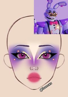 Bonnie Makeup, Glamrock Freddy Makeup, Fnaf Mangle Makeup, Fnaf Makeup Looks, Makeup Looks For Halloween, Monster High Inspired Makeup, Fnaf Makeup, Sylveon Inspired Makeup, Pokemon Makeup