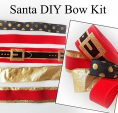 Santa DIY Bow Kit - Designer DIY Easy Bows, Santa Diy, Easy Bow, Types Of Bows, Bow Tutorial, Bow Making, Wreath Supplies, Floral Wire, Diy Bow