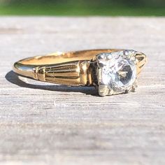 This Is A Lovely Victorian Era Ring In 14k And 18k Gold. Size 5.75, The Center Stone Is Not Diamond, I Believe It Is A 4mm White Sapphire. You Can Easily Replace The Stone With A 0.25 Carat Diamond Or Any Other Gem Stones. It Has Really Delicate Details On The Side And Are Not At All Worn Out. It Is A Beautiful Antique! Gem Stones, Delicate Details, Vintage Ring, White Sapphire, Vintage Engagement Rings, Victorian Era, Womens Jewelry Rings, Vintage Rings, Antique Jewelry