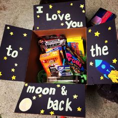 i love you to the moon and back gift box with candy, candies and snacks