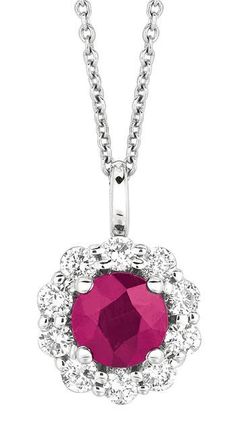 1.69 carat Round ruby & diamond white gold necklace pendant with chain new Ruby Diamond Pendant, Gold Necklace Pendant, White Gold Necklace, Pendant With Chain, White Gold Necklaces, Ruby Diamond, Red Ruby, 3 Carat, Diamond Pendant Necklace