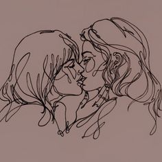 a drawing of two women kissing each other