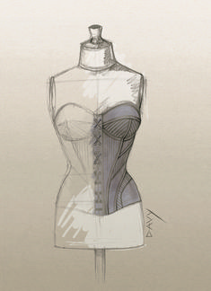 a drawing of a woman's dress form