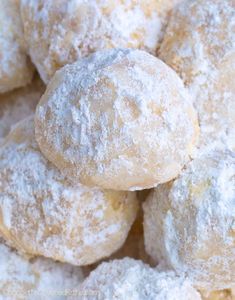 powdered sugar cookies piled on top of each other