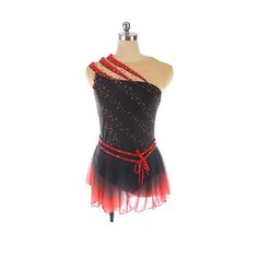 a black and red dress on a mannequin