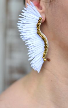 Elegant Winged Jewelry For Parties, Angel Wings Winged Jewelry For Party, Angel Wings Jewelry For Party, Celebrity Earrings, Celebrities Earrings, Wings Earrings, Angel Wing Earrings, White Wings, Wing Earrings