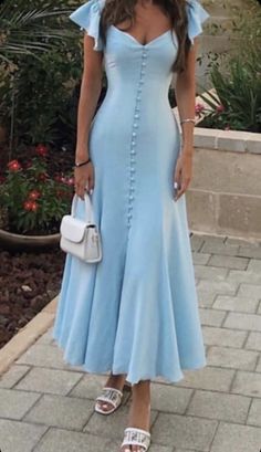 Ankle Length Prom Dress, Light Sky Blue, Elegant Dresses Classy, Note Box, Outfit Trends, Modest Fashion Outfits, Classy Dress, Modest Dresses, Elegant Outfit