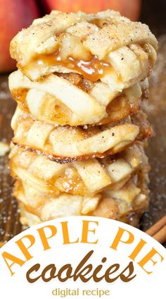 apple pie cookies stacked on top of each other