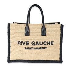 Saint Laurent Beige Raffia Rive Gauche Logo Tote 0.5lb0.5 Saint Laurent Sac Yves Saint Laurent, Neutral Handbag, Saint Laurent Bags, Yves Saint Laurent Bags, Rive Gauche, Chanel Deauville Tote Bag, Saint Laurent Bag, Summer Ready, Canvas Leather