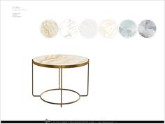 an image of a table with marble top and metal base in different colors, sizes and shapes