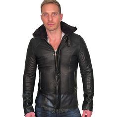 Indulge in luxury with this sick OBELISK jacket. Crafted in luxe black leather and lined with a soft wool interior, you'll be in awe of the fit and style of this wonderful piece. Boasting two outer pockets and neat detailing along the cuffs and bottom hem, the "jagged-torn" design reveals a glimpse of the black wool interior. Plus, the removable collar adds extra versatility. Make a statement with this stunning garment, crafted with care in Japan. M=38, XL=42 Luxury Leather Jacket With Flap Pockets For Men, Luxury Hooded Men's Leather Jacket, Tears Design, Black Leather Post-apocalyptic Outerwear, Designer Black Single-breasted Leather Jacket, Lycra Men, Luxury Leather-lined Men's Biker Jacket, Mens Black Leather, Black Leather Jacket