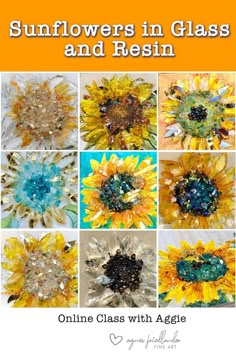 sunflowers in glass and resinin on the cover of an article about how to use