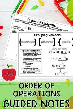 an order of operations worksheet with the text order of operations and guided notes