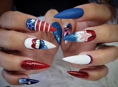 Fourth Nails, 4th Nails, Patriotic Nail, Nail Simple, Patriotic Nails Design, Flag Nails, Patriotic Nails, American Nails, Usa Nails