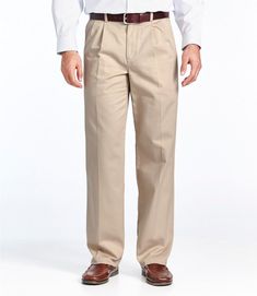 Wrinkle-Free Double L® Chinos, Natural Fit Hidden Comfort Pleated Casual Full-length Pleated Bottoms, Casual Pleated Full-length Bottoms, Beige Wide Leg Bottoms With Pleated Waist, Casual Full Length Pleated Pants, Beige Pleated Full-length Bottoms, Khaki Pleated Bottoms For Fall, Casual Solid Pleated Pants, Pleated Khaki Bottoms For Fall, Fall Pleated Khaki Bottoms