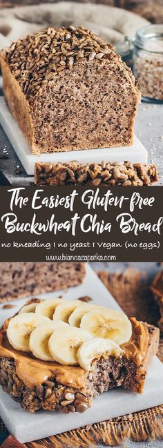 the easy gluten - free bucknut chia bread is ready to be eaten