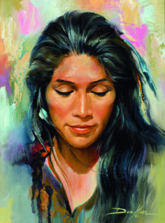 a painting of a woman with long hair