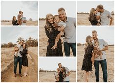 a collage of family photos in the middle of an open field